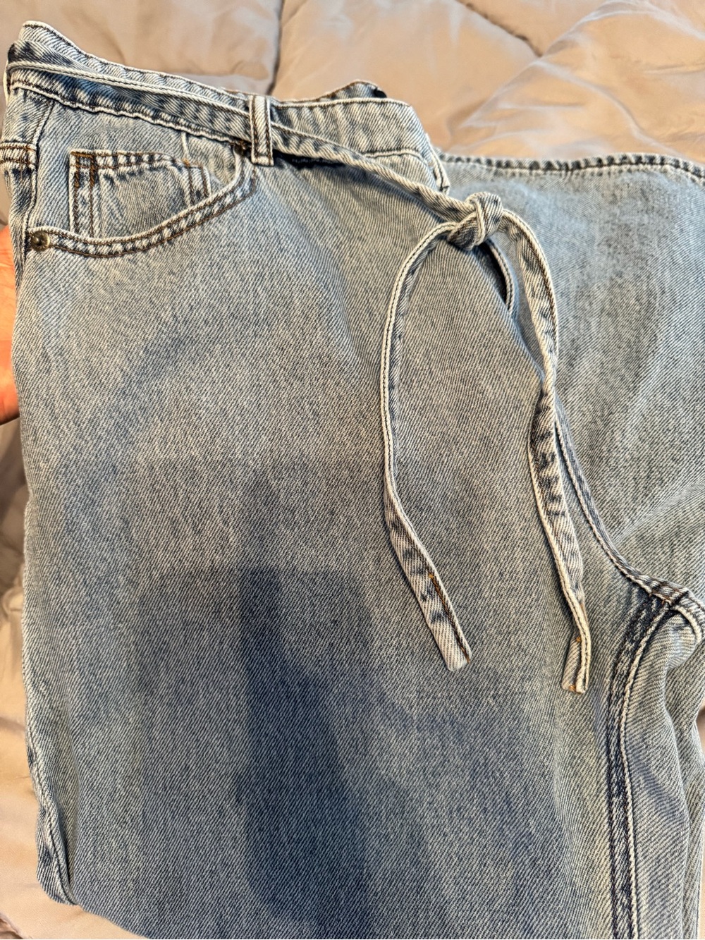 Buffalo Cropped Ankle Jeans Light Blue Jeans with Drawstring - sz 12 - Picture 11 of 11